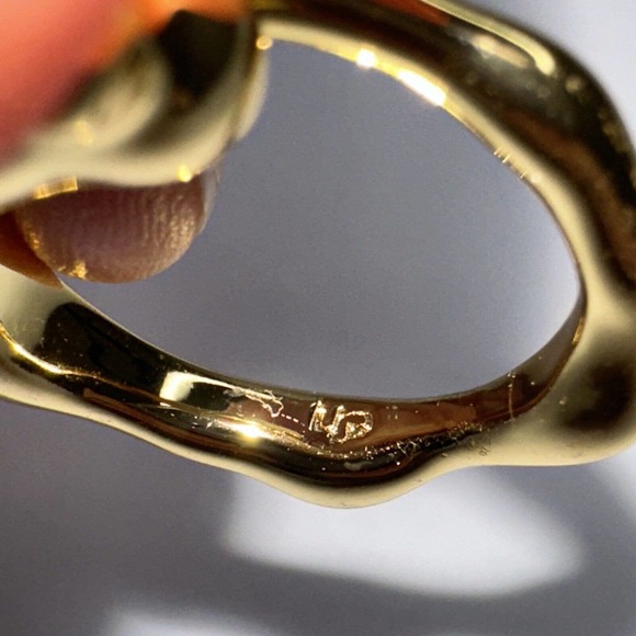 Ring Snail Abstract Gold Tone Modernist Nugget Size 5.25 Stamped Ohm Brand - Picture 7 of 8